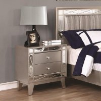 Contemporary Metallic Mirrored Nightstand - Leighton