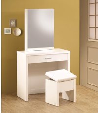Modern White Vanity and Storage Bench - Accents