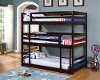 Contemporary Cappuccino Triple Twin Bunk Bed - Sandler-1