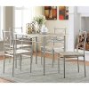 Transitional Brushed Silver Metal 5-Piece Dining Set