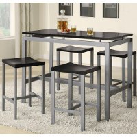 Black and Silver 5 Piece Counter Height Dining Set