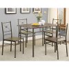 Transitional Dark Bronze Metal 5 Piece Dining Set
