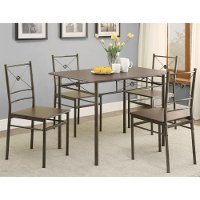 Transitional Dark Bronze Metal 5 Piece Dining Set