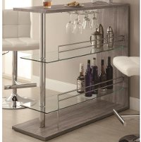 Two-Shelf Contemporary Weathered Gray Bar Table