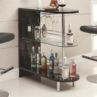 Glossy Black Contemporary Bar Cabinet