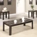 Black Marble Casual 3 Piece Living Room Table Set