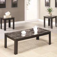 Black Marble Casual 3 Piece Living Room Table Set