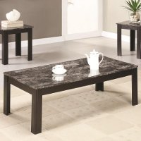 Black Marble Casual 3 Piece Living Room Table Set-2