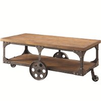 Cherry Brown Rustic Industrial Coffee Table