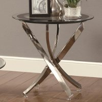 Chrome Glass Top End Table - Colinara