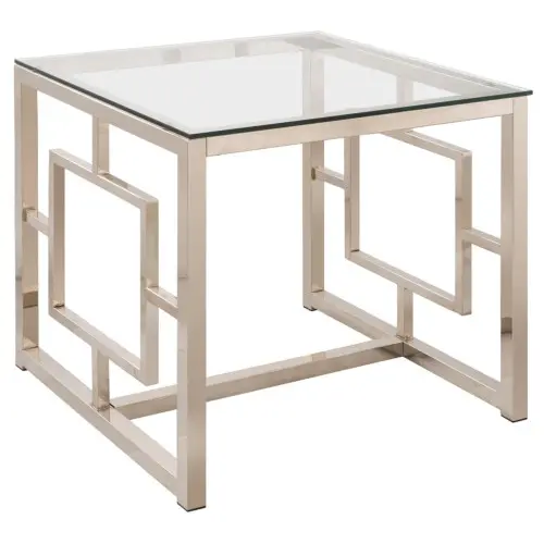 Contemporary Nickel Glass Top End Table - Siegmiller-2
