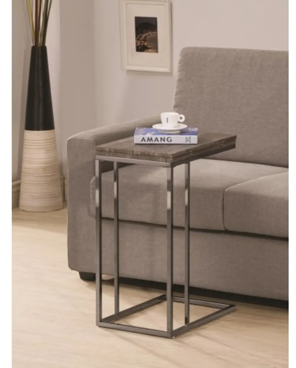 Black Nickel Expandable Accent Table-1
