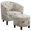 French Off-White and Black Accent Chair with Ottoman - Accents