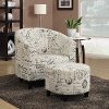 French Off-White and Black Accent Chair with Ottoman - Accents-2