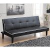 Contemporary Black Faux Leather Sofa Bed-1