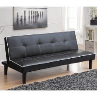 Contemporary Black Faux Leather Sofa Bed