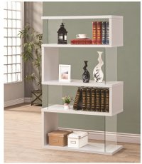 White Asymmetrical Contemporary Bookshelf
