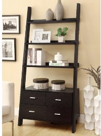 Cappuccino Brown Contemporary Ladder Bookshelf