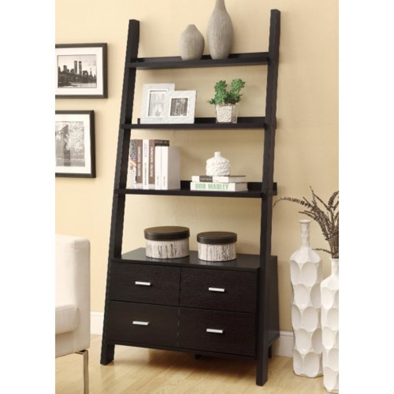 Cappuccino Brown Contemporary Ladder Bookshelf Rc Willey