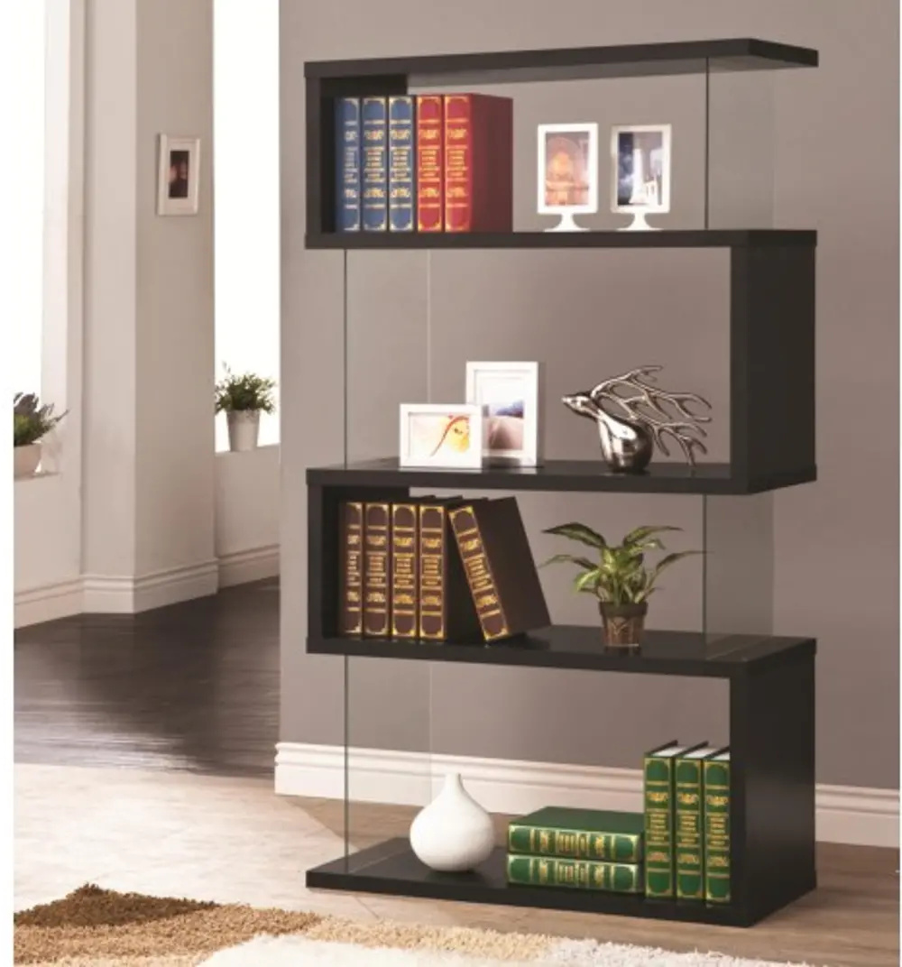 Jasper Black Asymmetrical Contemporary Bookshelf-1
