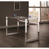 Contemporary Chrome and Glass Top Writing Desk