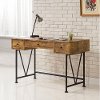 Industrial Nutmeg Brown Antique Writing Desk - Barritt-2