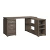 Weathered Gray Executive L-Shaped Office Desk-1