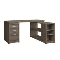 Weathered Gray Executive L-Shaped Office Desk