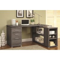 Weathered Gray Executive L-Shaped Office Desk-2