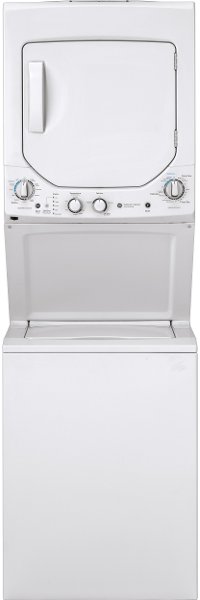GUD24GSSMWW GE Unitized Spacemaker 2.3 DOE cu. ft. Stainless Steel Washer and 4.4 cu. ft. Gas Dryer