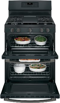 JGB860FEJDS GE 30 Inch Free-Standing Gas Double Oven Convection Range - Black Slate-2