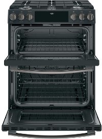 PGS960FELDS GE Profile Series 30 Front Control Gas Double Oven Convection Range - Black Slate-2
