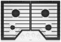 WCG55US0HW Whirlpool 30 Inch Gas Cooktop with 4 Burners and EZ-2-LIFT Hinged Cast-Iron Grates - White