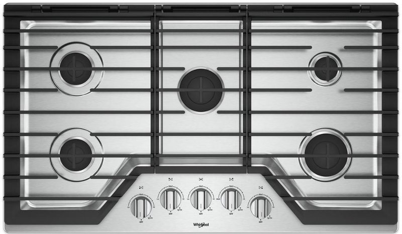 Whirlpool 36 Inch 5 Burner Gas Cooktop Stainless Steel Rc