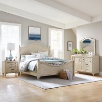 Rustic Antique White 4 Piece King Bedroom Set - Catawba