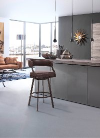 Mid Century Modern Brown Swivel Counter Height Stool - Saturn -3