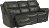 Gray-Blue Leather-Match Power Reclining Living Room Set - Cade
