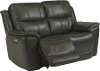 Gray-Blue Leather-Match Power Reclining Living Room Set - Cade-5
