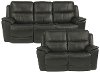 Gray-Blue Leather-Match Power Reclining Living Room Set - Cade-7