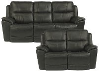 Gray-Blue Leather-Match Power Reclining Living Room Set - Cade-7