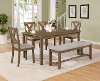 Wheat Brown 6 Piece Dining Set with Bench - Clara