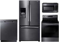 KIT Samsung 4 Piece Kitchen Appliance Package with Electric Range with Dual Power Elements - Black Stainless Steel
