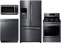 KIT Samsung 4 Piece Kitchen Appliance Package with Gas 5.8 cu. ft. Range - Black Stainless Steel
