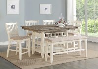 Gray and White Counter Height 6 Piece Dining Set - Grace
