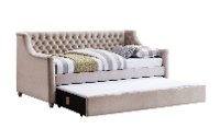 Champagne Velvet Upholstered Twin Daybed with Trundle-2