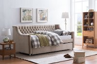 Champagne Velvet Upholstered Full Daybed with Trundle