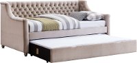 Champagne Velvet Upholstered Full Daybed with Trundle-2