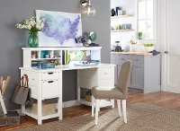 Classic White Jr. Executive Desk and Hutch - Study Hall