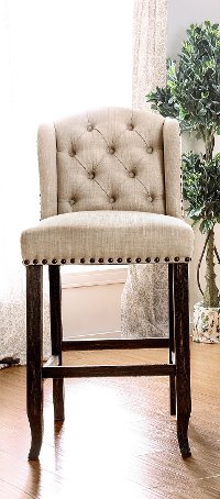 Beige Wingback Upholstered Counter Height Stool - Antique
