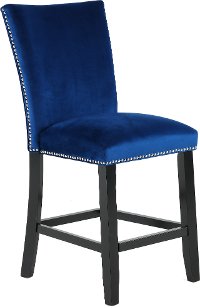Blue Velvet Upholstered Counter Height Stool - Camila